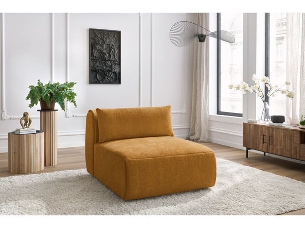 Jeanne chauffeuse sans accoudoir pour canapé modulable 1 place tissu texturé jaune