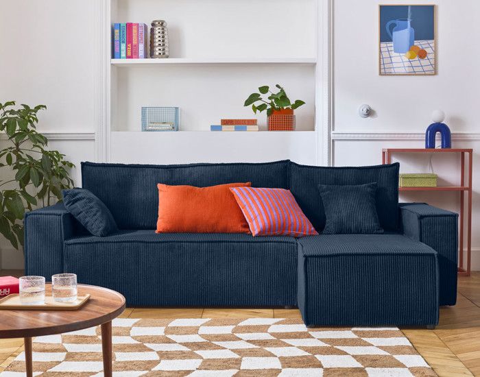 Produit similaire: Cezanne - canapé d'angle réversible - 4 places - convertible avec coffre - en velours côtelé