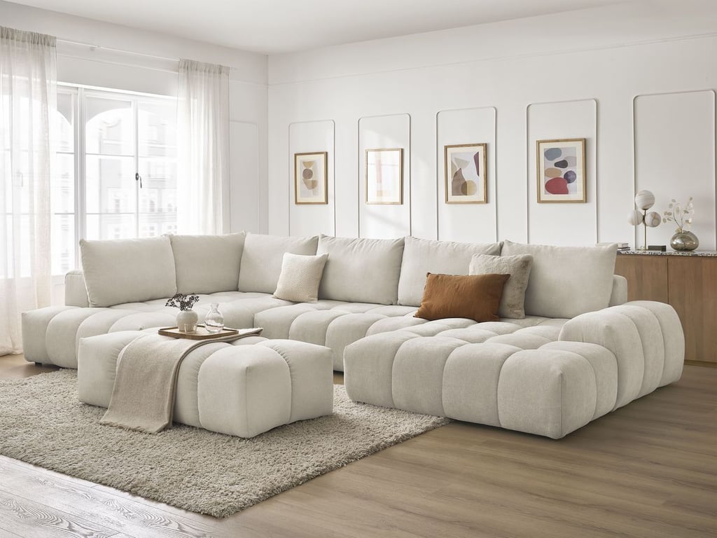 Produit similaire: Everest canapé panoramique convertible coffre 7 places tissu texturé beige angle droit