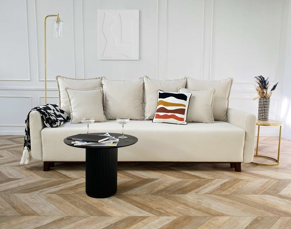 Produit similaire: apia - Canapé convertible velours Beige