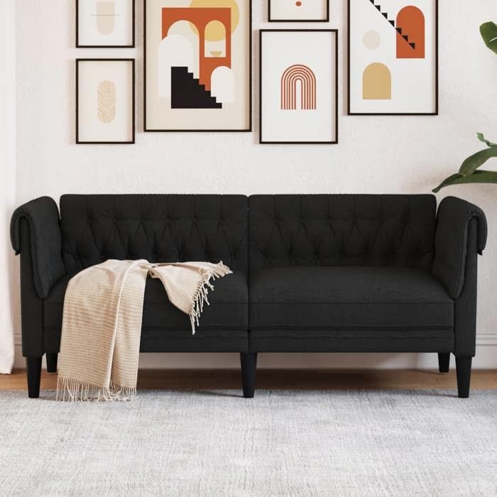 Produit similaire: Canapé rétro salon/ Canapé Chesterfield 2 places - noir tissu CC14362485
