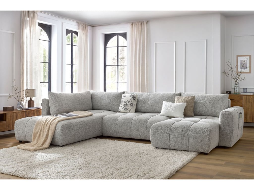 Produit similaire: Canapé panoramique convertible coffre ARSENE gris clair angle droit BOBOCHIC 5 places