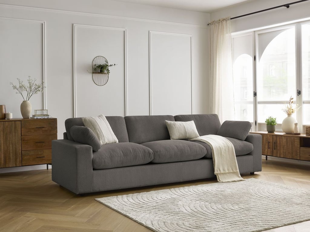 Produit similaire: Canapé droit fixe 4 places BELAIR velours côtelé taupe BOBOCHIC