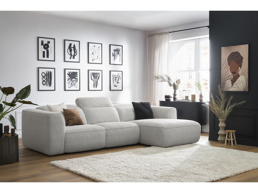 Produit similaire: Canapé d'angle fixe WILLIAM avec têtières blanc angle droit BOBOCHIC 3 places