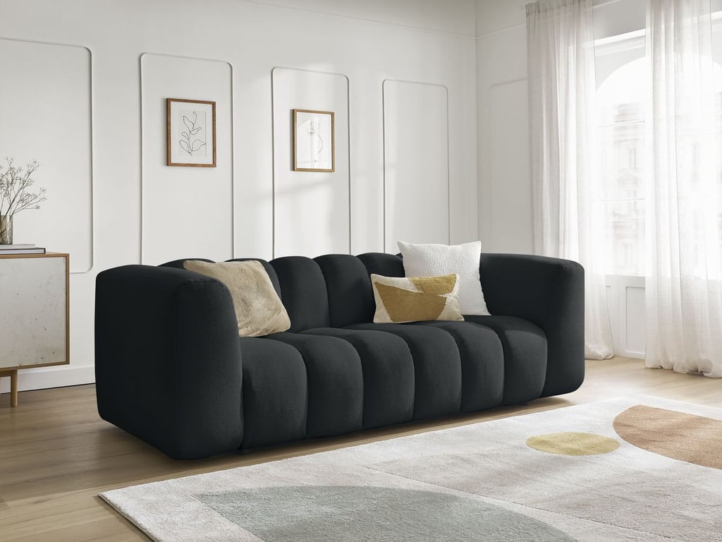 Produit similaire: Canapé droit fixe 3 places TALIA tissu chiné noir BOBOCHIC