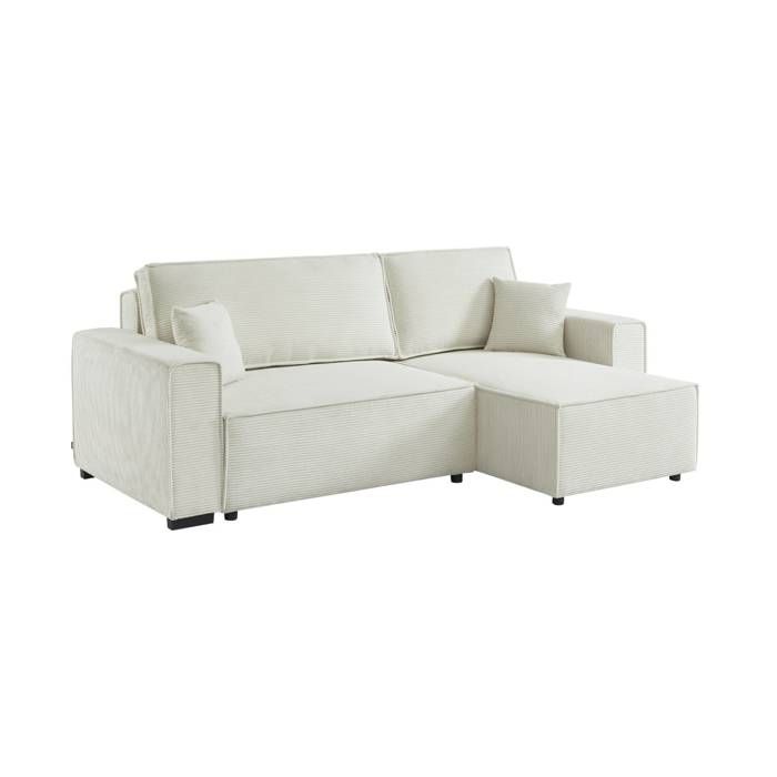 Produit similaire: Canapé d'angle convertible réversible 3 places velours côtelé grosse côte blanc crème