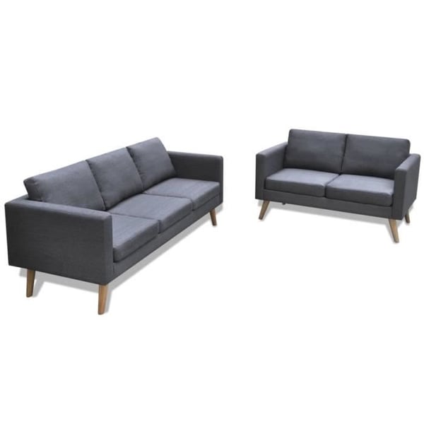 SYM - HOT Jeu de canapé à 2 places et à 3 places Tissu Gris foncé VENTE FLASH®JSEOWD®