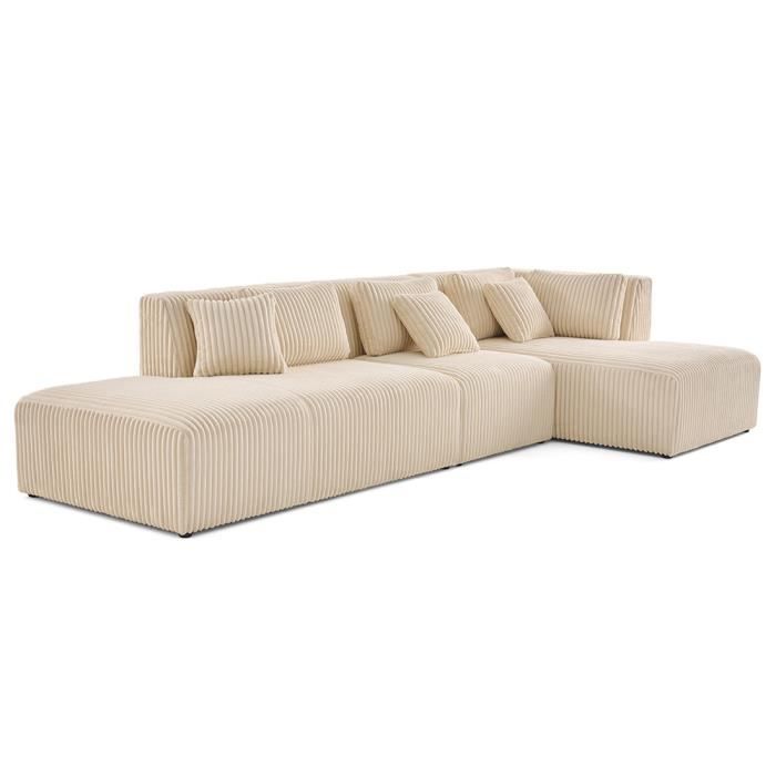 Produit similaire: Victoire - canapé modulable d'angle droit 5 places en velours côtelé grosses côtes - Beige