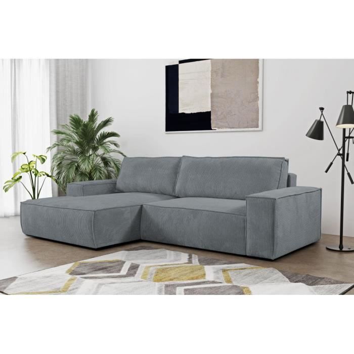 Produit similaire: Canapé d'angle convertible en velours côtelé gris AMELIA de PASCAL MORABITO - Angle gauche