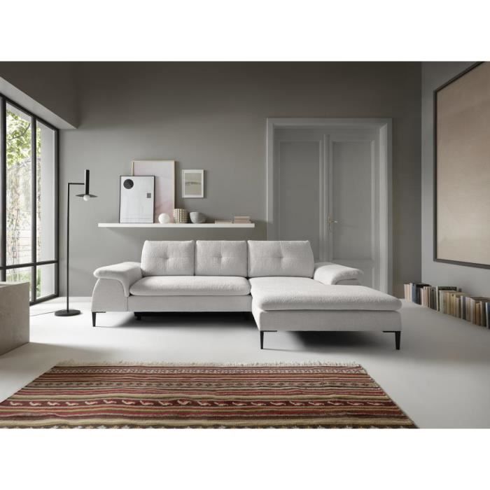 Produit similaire: Canapé d'angle convertible en tissu bouclette blanc JOLESA - VENTE-UNIQUE - 4 places - Coffre de rangement
