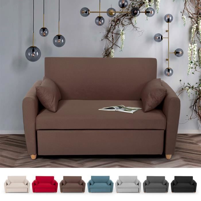 Produit similaire: Canapé-lit gigogne - PORTO RICO - 2 places - Tissu - Marron - Design moderne