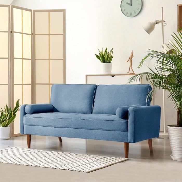 Produit similaire: Canapé 3 Places Style Contemporain en Tissu Bleu avec 2 coussins ,pieds bois massif ,Fauteuil Moderne 77x173x84cm