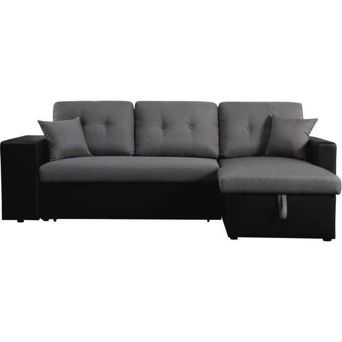 Produit similaire: Canapé d'angle convertible réversible - HABITAT ET JARDIN - Axel - Noir-Gris - Coffre de rangement