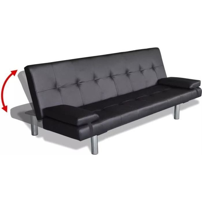 Produit similaire: Canapé-lit réglable avec 2 oreillers Banquette clic-clac canapé-lit en cuir Canapé d'angle Canapé convertible Noir-YUA