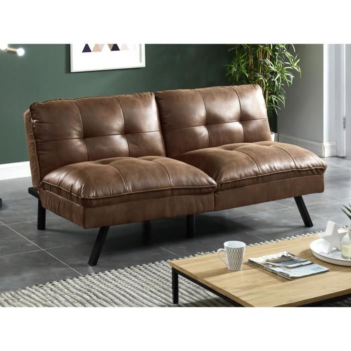 Produit similaire: Canapé convertible clic-clac 3 places en microfibre vieillie marron PEGULA II