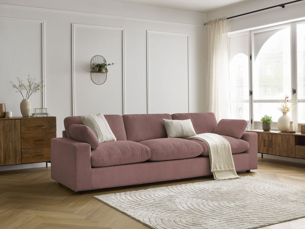 Produit similaire: Canapé droit fixe 4 places BELAIR velours côtelé rose BOBOCHIC