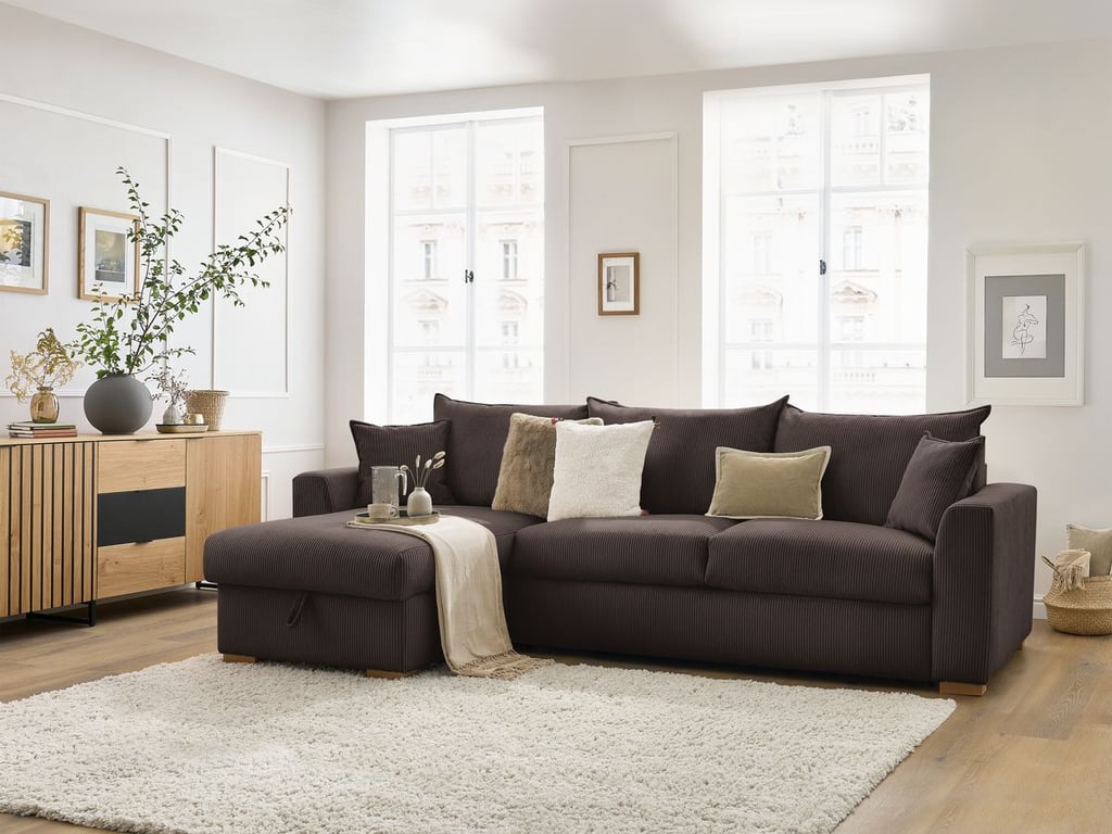 Produit similaire: Canapé d'angle réversible convertible ouverture express AUGUSTIN velours côtelé marron 140x200 BOBOCHIC 3 places