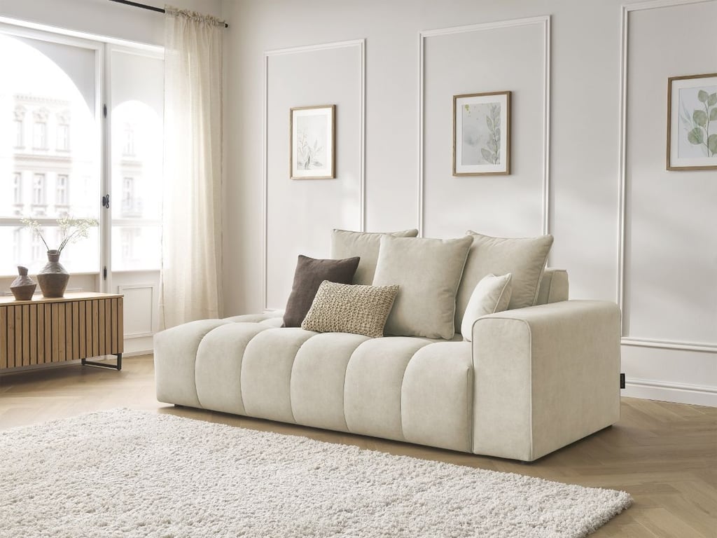 Produit similaire: Canapé droit fixe MONT-BLANC velours beige accoudoir droit BOBOCHIC 4 places