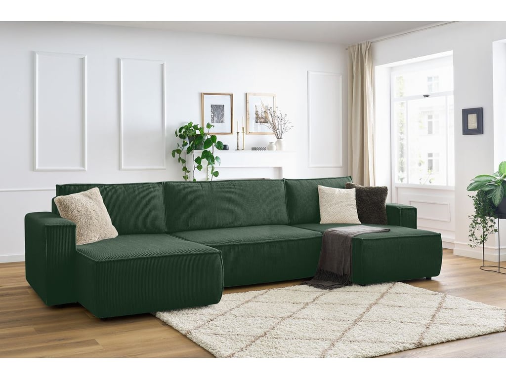 Produit similaire: Canapé panoramique convertible coffre NIHAD velours côtelé vert foncé panoramique BOBOCHIC 6 places