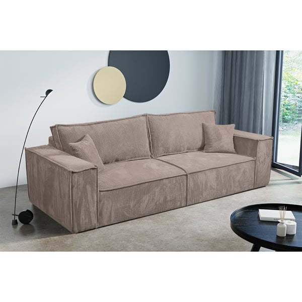 isaac - Canapé convertible velours côtelé beige
