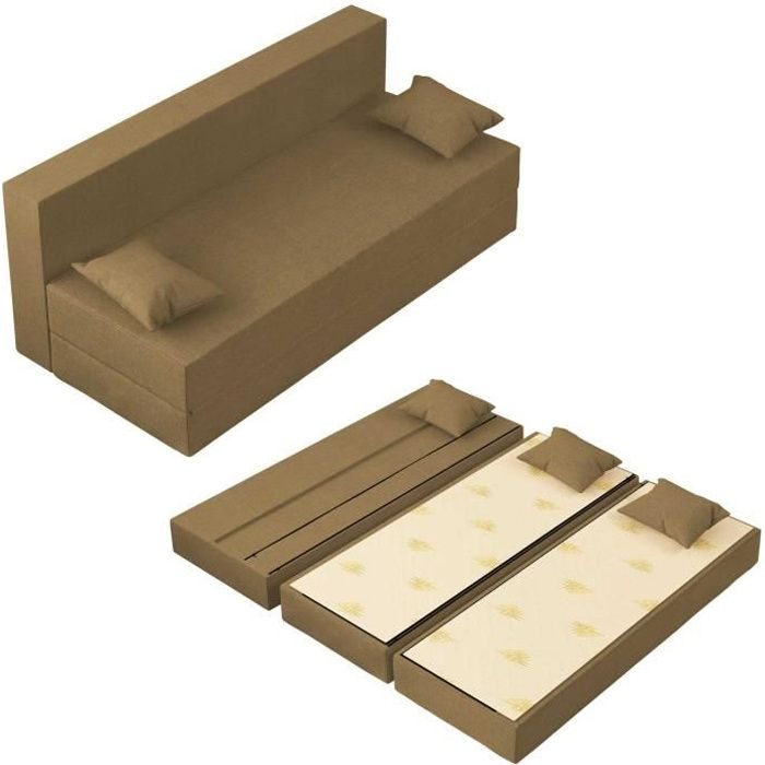 Canapé Lit TreTris Convertible Modulable Réversible 3 places - Tissu dehoussable et lavable Couleur Or