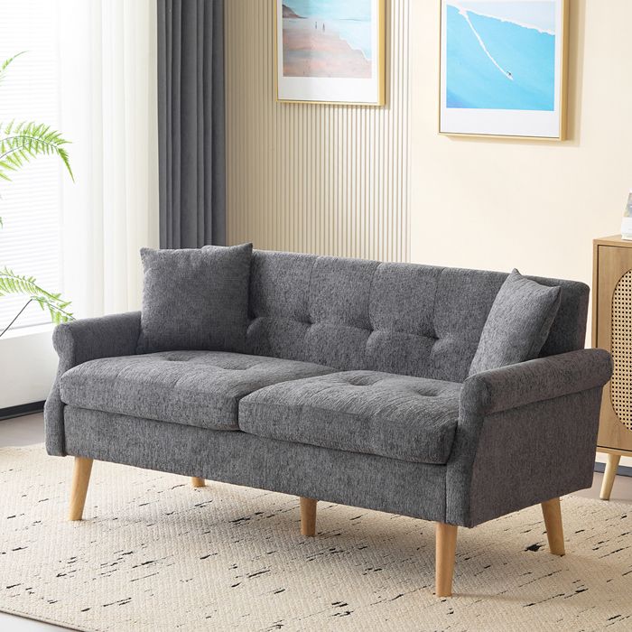 Produit similaire: Canapé 2 places fixe canapé droit rembourré avec coussins épais - SWEIKO - Tissu chenille Gris