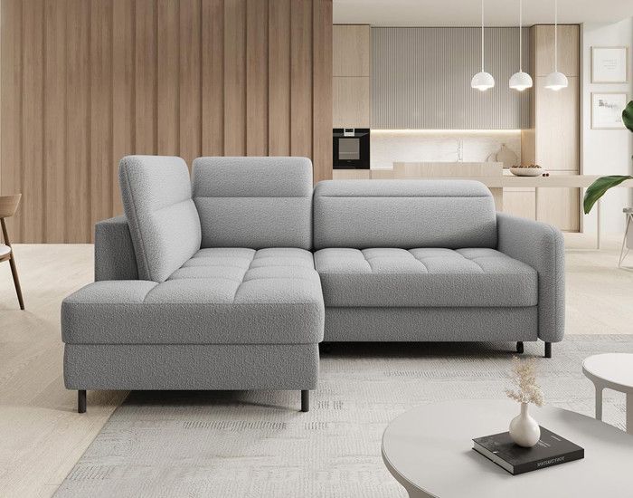 Produit similaire: Kalibo - canapé d'angle gauche - 5 places - convertible avec coffre - en tissu bouclette - Gris