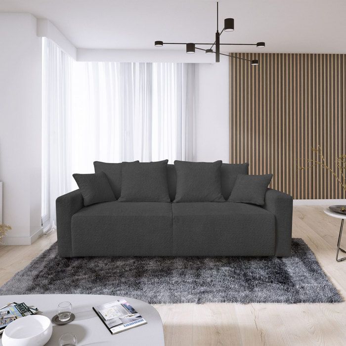 Produit similaire: Canapé 3 places convertibles en tissu bouclettes noir - ALESIO