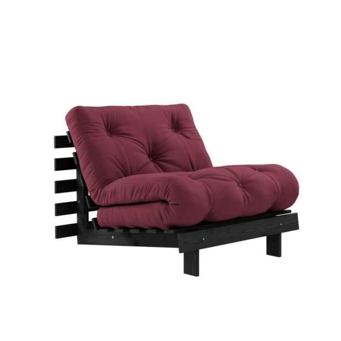 Produit similaire: Fauteuil convertible futon ROOTS pin laqué noir matelas 90 x 200 cm coloris bordeaux bordeaux Bois Inside75