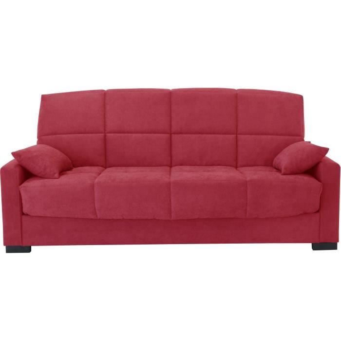 Produit similaire: Clic clac 3 places MEGAN 14 - Tissu Soro rouge - Avec accoudoirs - Couchage 130x190 cm - L223 x P96 x H103 cm