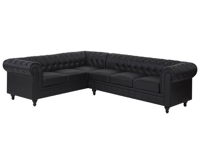 Produit similaire: Canapé d'angle droit 6 places en cuir PU noir CHESTERFIELD