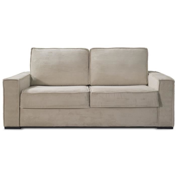 Produit similaire: Canapé convertible 3 places en velours côtelé beige - Ouverture express - Couchage quotidien - Matelas HD 140 x 190 - Mattia