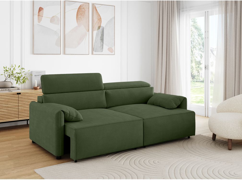 Canapé droit VALENTIN avec assises coulissantes en tissu - Vue supplémentaire 1