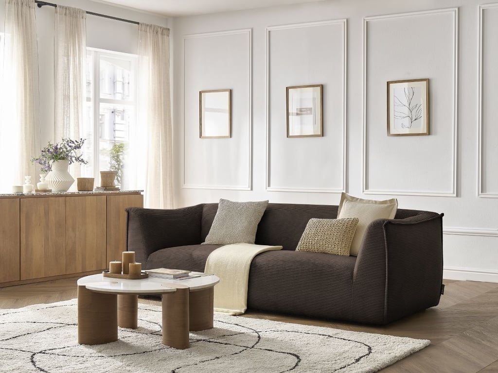 Produit similaire: Canapé droit fixe 3 places GIORGIA velours côtelé marron BOBOCHIC