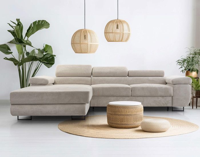 Produit similaire: Pablo - canapé d'angle gauche - 6 places - convertible avec coffre et têtières réglables - en velours côtelé