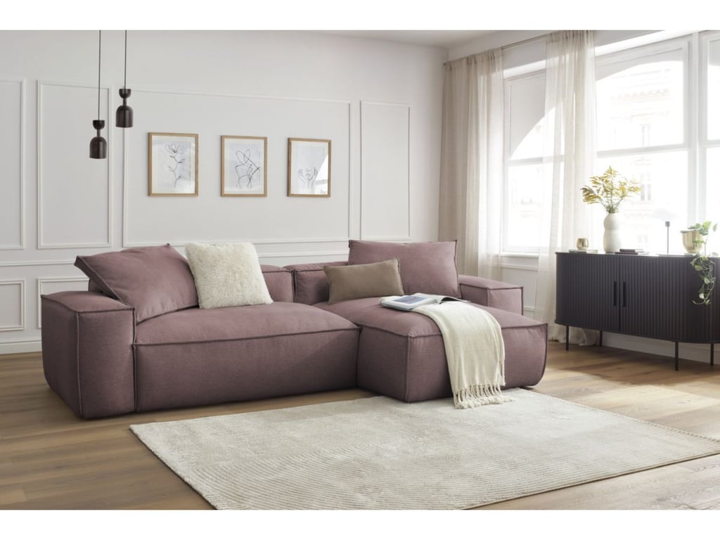 Produit similaire: Canapé d'angle réversible ultra moelleux BOHEME tissu chiné rose réversible BOBOCHIC 3 places