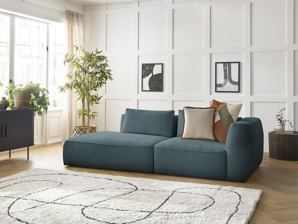 Produit similaire: Canapé droit fixe 3 places LEOPOLD tissu texturé bleu foncé accoudoir droit BOBOCHIC