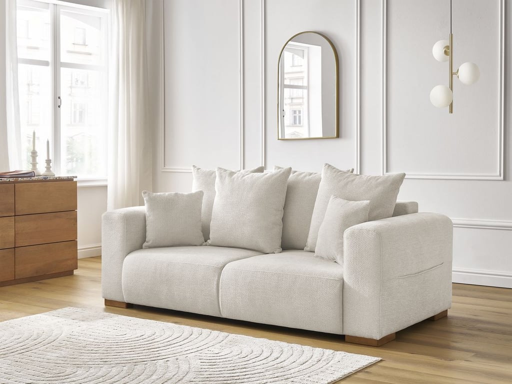 Produit similaire: Canapé droit fixe 2 places SIDONIE tissu chiné beige BOBOCHIC