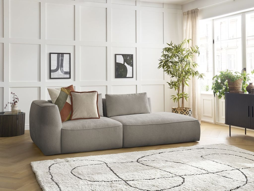 Produit similaire: Canapé droit fixe 3 places LEOPOLD tissu texturé taupe accoudoir gauche BOBOCHIC