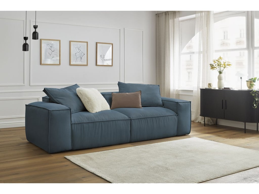 Produit similaire: Canapé droit fixe 3 places ultra moelleux BOHEME velours côtelé bleu foncé BOBOCHIC