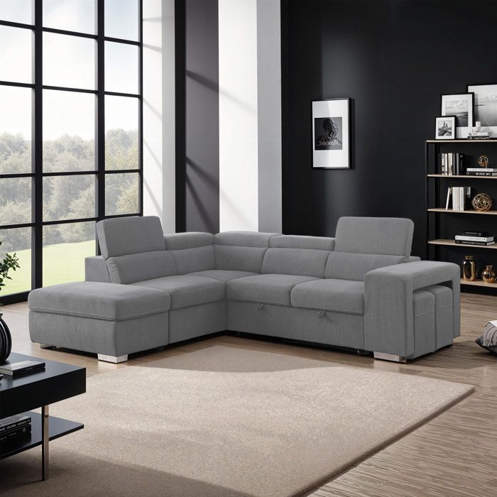 Produit similaire: Canapé d'angle à gauche convertible 7 places velours gris clair - SVEN