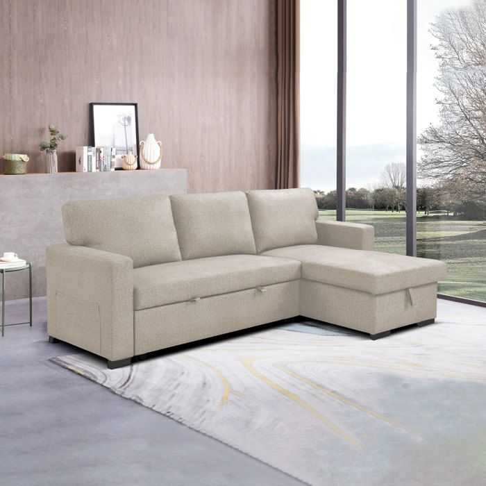 Produit similaire: Canapé d'angle réversible et convertible en tissu beige - COZY