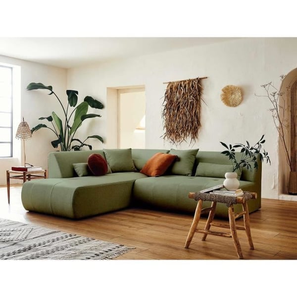 Onyx - Canapé convertible 5 places tissu blanc
