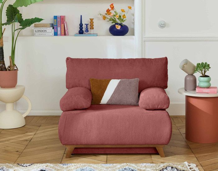 Produit similaire: Cristal - fauteuil - convertible avec coffre - en velours texturé - Rose