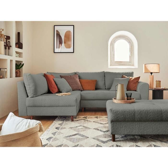 Produit similaire: Rune - canapé d'angle gauche - 4 places - avec pouf d'appoint - en tissu bouclette