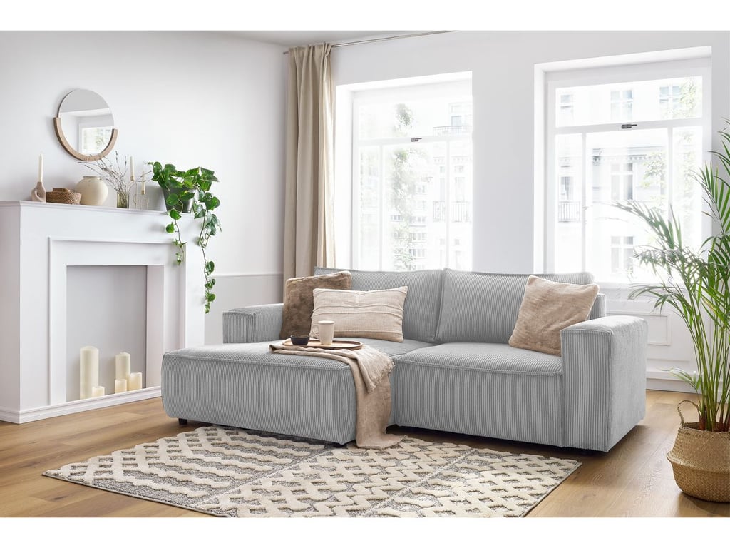 Produit similaire: Canapé d'angle fixe compact NIHAD velours côtelé gris clair angle gauche BOBOCHIC 3 places