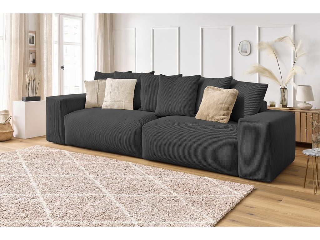 Produit similaire: Canapé droit fixe 4 places VOLTAIRE velours côtelé gris foncé BOBOCHIC