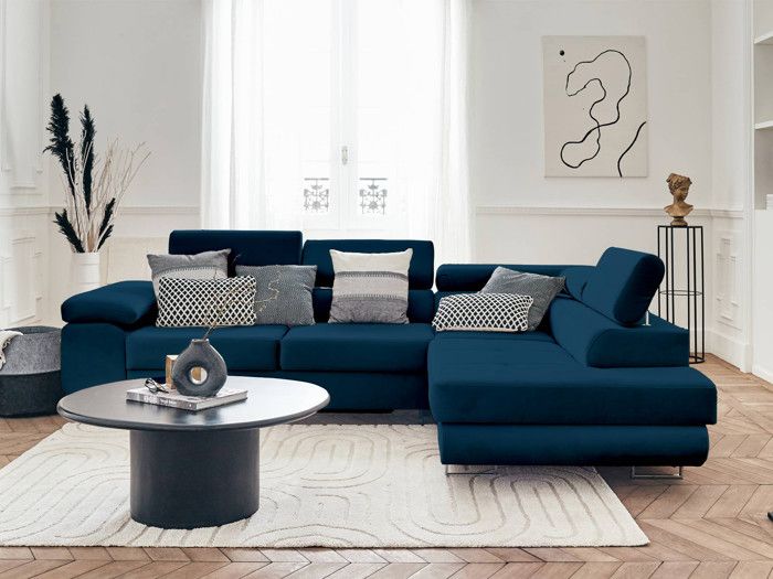 Produit similaire: Pablo - canapé d'angle droit - 5 places - convertible avec coffre et têtières réglables - en velours