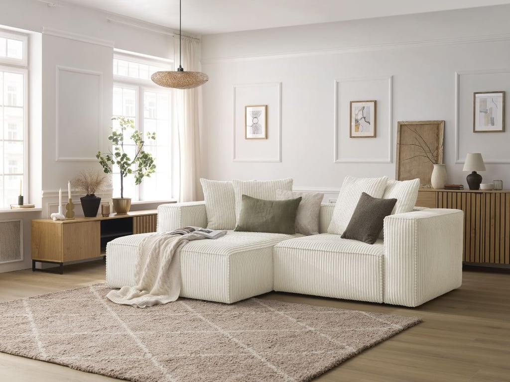 Produit similaire: Canapé d'angle fixe NINA velours côtelé beige angle gauche BOBOCHIC 3 places