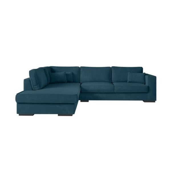 Canapé d'angle gauche XXL 6 places BELAMI en tissu - Bleu pétrole - L303 x 228 x 86cm - LOUNGITUDE